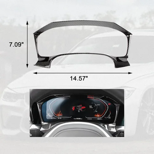 Vista 6 de Xotic Tech - Cubierta de marco de instrumentos para consola central interior, patrón de fibra de carbono, compatible con BMW Serie 3 G20 G28