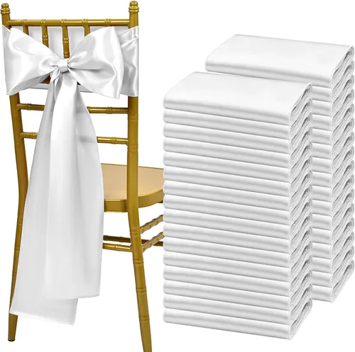 Vista 17 de Showgeous 60 cintas de satén color burdeos para decoración de sillas de recepción de boda, lazos para sillas de 7 x 78 pulgadas para banquetes