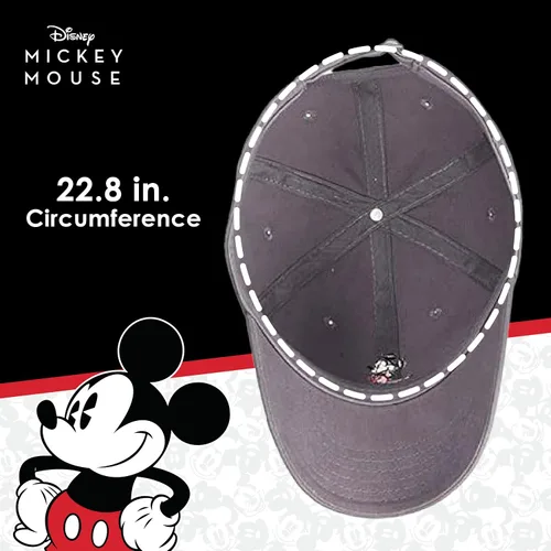Vista 5 de Concept One Disney Mickey Mouse - Gorro de algodón bordado, ajustable, con ala curvada