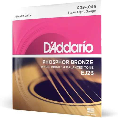 Vista 10 de Cuerdas para guitarra acústica de bronce fosforado D'Addario, blanco negro rojo azul