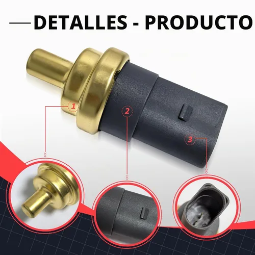 Vista 5 de 06A919501A Sensor de temperatura del refrigerante Sensores de interruptor del motor con 1 abrazaderas compatibles con Audi A3 A4 A6 Q7 S5 S6 TT