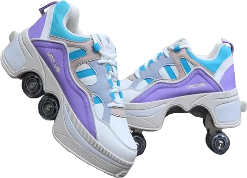 Vista 15 de 2-in-1 Roller Skates & Sneakers with Retractable Wheels - Convertible Lightweight Outdoor Fitness Shoes for Women, Men & Children - Unisex Kick
