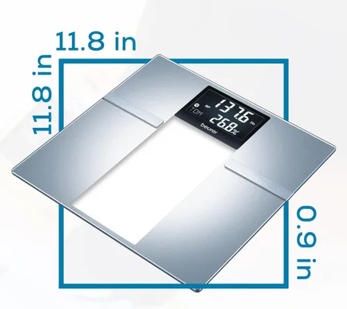 Vista 13 de Beurer Báscula inteligente BF720 para peso corporal, grasa corporal, agua corporal y más, capacidad de 400 libras, aplicación Bluetooth, datos