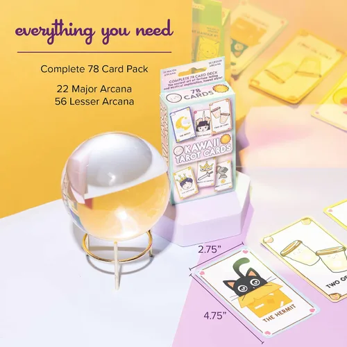 Vista 4 de Lindas cartas de tarot Kawaii para principiantes - Baraja mágica de anime Oracle para adolescentes