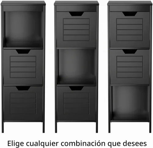 Vista 7 de Tangkula Armario de suelo de baño, torre de almacenamiento de madera estrecha con 2 cajones conmutables, almacenamiento lateral multifuncional