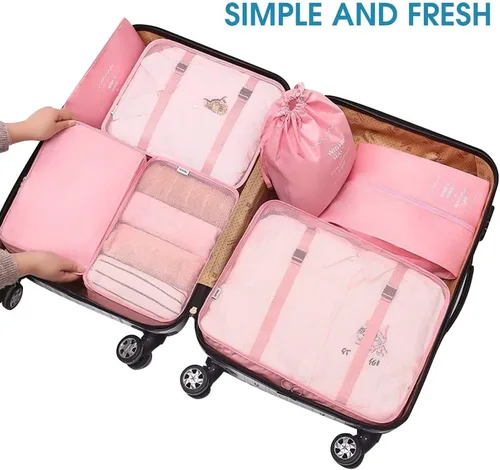 Vista 3 de Organizadores de equipaje de viaje, organizadores de equipaje para maleta, cubos de embalaje de viaje para maleta, bolsa esencial de viaje ligera
