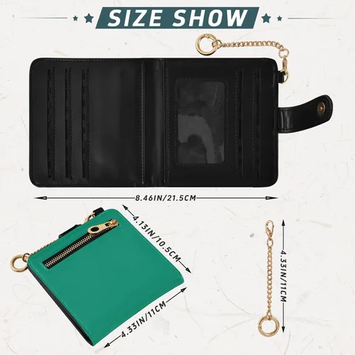 Vista 3 de Warm Green Wallet for Women, Small Slim PU Leather Credit Card Wallets RFID Blocking Bifold, Zipper Coin Pocket Purse