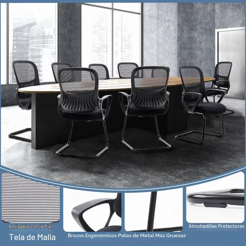 Vista 4 de DUMOS Silla de escritorio de oficina con base de trineo, sillas ergonómicas de malla ejecutiva para computadora con soporte lumbar para el hogar
