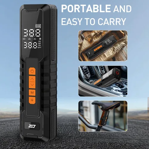Vista 4 de Compresor de aire portátil del inflador de neumáticos, bomba de aire inalámbrica 150PSI ZCJ1689 (ZCJ-1689-150PSI-BLK)