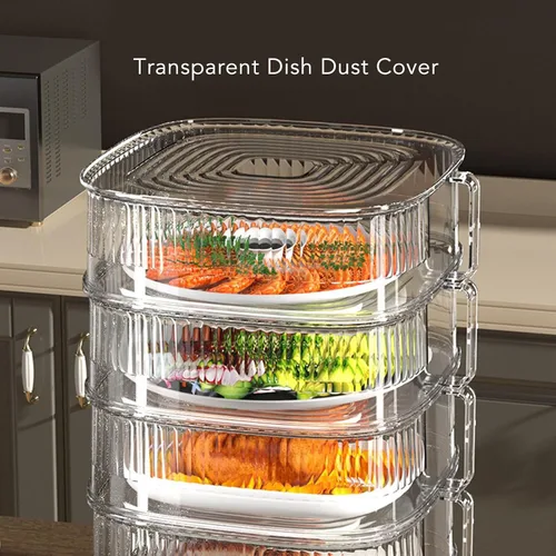 Vista 9 de Cubierta antipolvo de alimentos para almacenamiento de sobrantes, cubierta transparente para el polvo de platos, cubiertas de platos de varias