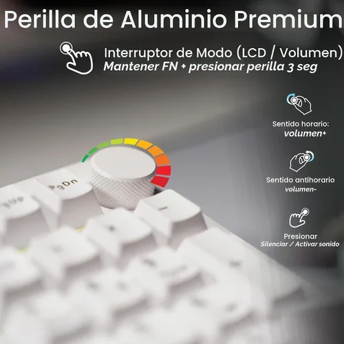 Vista 5 de TECWARE Spectre Teclado mecánico para juegos 96% RGB Pantalla LCD personalizable Inalámbrico de tres modos con perilla Montaje en junta