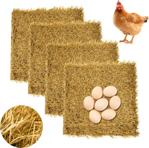 Vista 9 de Hamiledyi 6 almohadillas para anidar pollo, alfombra de césped artificial, alfombra de césped sintético de 12 x 12 pulgadas, lavable, ropa de cama