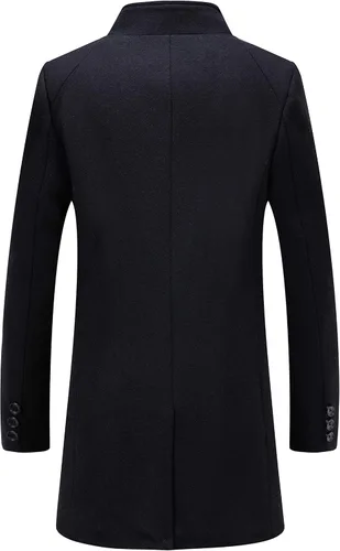 Vista 2 de iCKER - Abrigo largo de mezcla de lana para hombre en invierno, estilo piloto de marinero