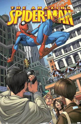 Vista 10 de Trends International Marvel Comics Spider-Man - Póster de pared definitivo, 14.725 x 22.375 pulgadas, versión enmarcada de madera de granero
