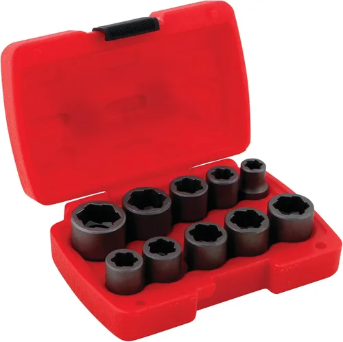 Vista 4 de Performance Tool W38919 Juego de extractor de pernos de 5 piezas con accionamiento de 3/8 pulgadas (métrico/SAE) Stripped nut and bolt remover.