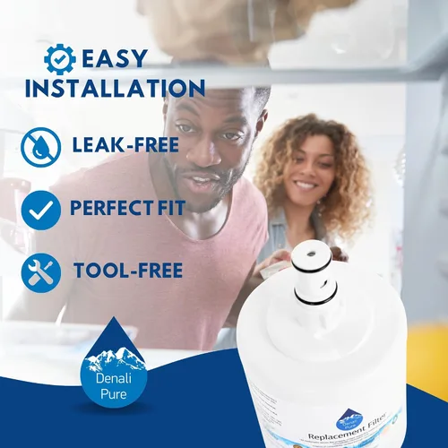 Vista 6 de Paquete de 2 filtros de agua de repuesto para refrigerador KTRC22ELBT01, compatible con KitchenAid 8171413, 8171414 cartucho de filtro de agua