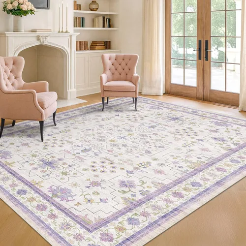 Vista 124 de Hazo Haus – Alfombra pequeña para entrada, cocina o baño, antideslizante con base de goma, resistente a las manchas y a la decoloración, diseño