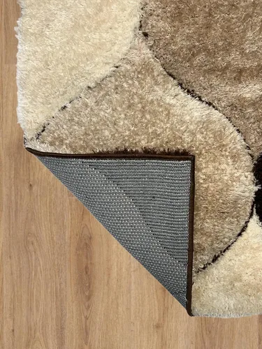 Vista 4 de Alfombra de área 4D color marrón de 5 x 7 pulgadas, felpa gruesa y suave y moderna, resistente a las manchas, fácil de limpiar y hecha a máquina