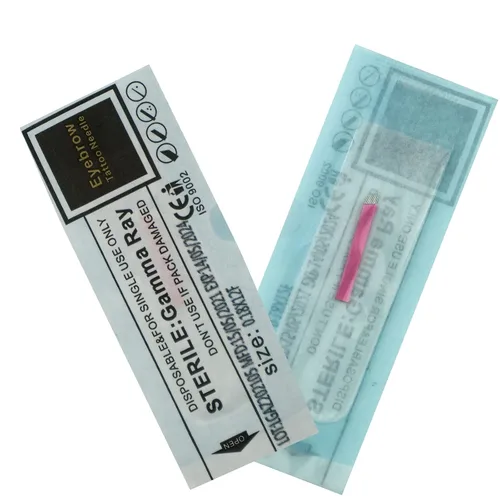 Vista 5 de 50pcs rosa desechable microblading artista Blade #12 Nano Microblades 0.007 in Microblading cejas suministros agujas tamaño disponible 12F 14F 18U