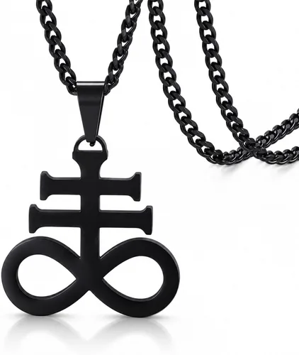 Vista 13 de TempBeau Collar con colgante de pentagrama satánico Baphomet, joyería Negro