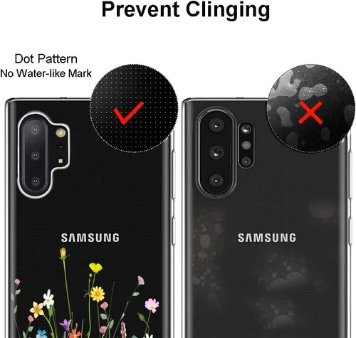 Vista 7 de Unov Funda para Galaxy Note 10 Plus Note 10 Plus 5G, transparente, con diseño, TPU suave, absorción de golpes, patrón delgado en relieve protector