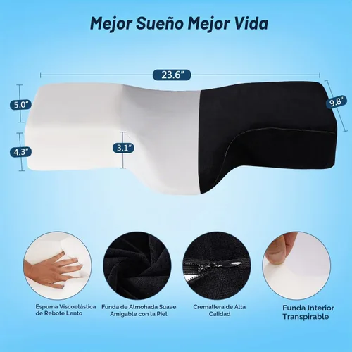 Vista 4 de Almohada de pestañas para extensiones de pestañas, almohada de espuma viscoelástica para el cuello, extensión de pestañas, curva ergonómica que