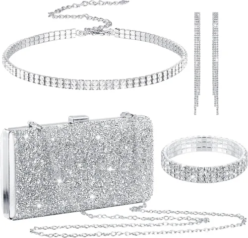 Vista 8 de Kigeli 4 Pcs Rhinestone Jewelry Set Negro