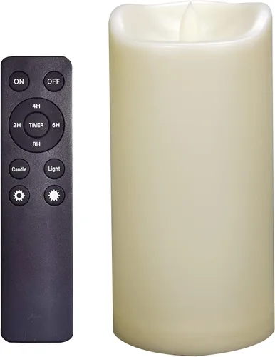 Vista 16 de CANDLE CHOICE Velas impermeables sin llama para exteriores, funcionan con pilas, con temporizador, gran resina plástica brillante, parpadeante