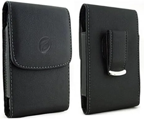 Vista 5 de Funda con clip para cinturón de cuero compatible con Motorola Moto Z4, funda para funda vertical de transporte, color negro