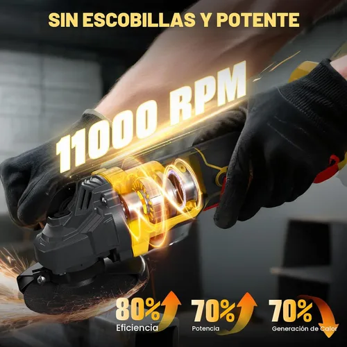 Vista 4 de Amoladora Angular Inalámbrica, Herramientas de Amoladora Eléctrica de 4-1/2 Pulgadas Compatible con Batería Dewalt 20V MAX, Amoladora Inalámbrica
