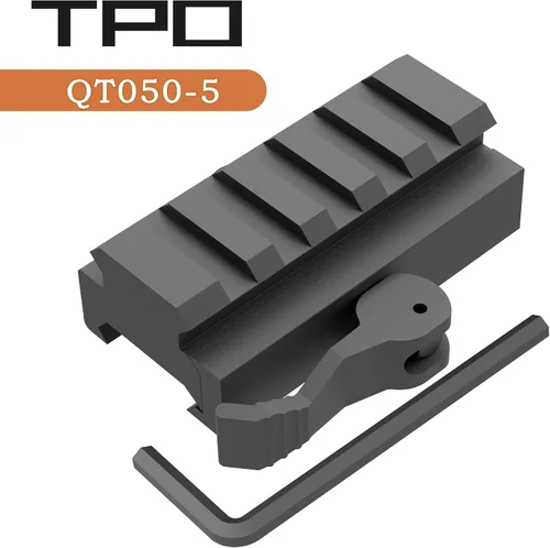 Vista 5 de TPO QT05-5 0.5" 5-Slot Low Profile Picatinny Riser Mount with Quick Release for Red Dots, Scopes, Optics, Flashlight