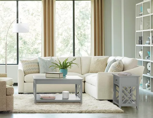 Vista 6 de Alaterre Furniture Coventry - Mesa de centro de madera de 36 pulgadas de ancho, color gris Rectangular Living Room Table, 2-Tier Center Table