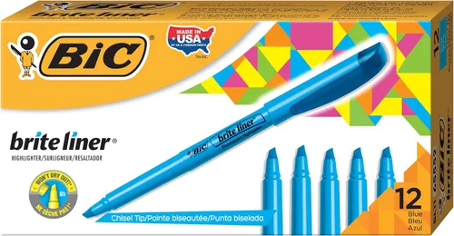 Vista 5 de BIC Brite Liner - Resaltador con punta de cincel, color naranja y azul, 12