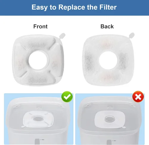 Vista 5 de 8 filtros de repuesto para fuente de gato Veken para fuente automática de mascotas de 95 onzas/2.8 L y dispensador de agua de acero inoxidable
