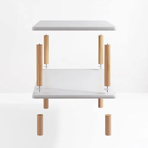 Vista 7 de Estantería de 3 niveles, estantería estándar para el hogar, moderna estantería de madera con estantes rectangulares para dormitorio, oficina Blanco