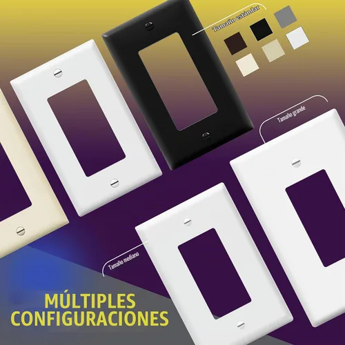 Vista 7 de ENERLITES - Cubierta decorativa de interruptor doble, placa de pared de dos salidas, 2 bandas de gran tamaño, 5.50 x 5.50 pulgadas, termoplástico