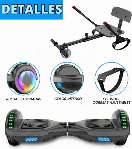 Vista 4 de SISIGAD Scooter Seat Attachment, 6.5'' Self Balancing Scooters Go Kart with Bluetooth and LED Lights