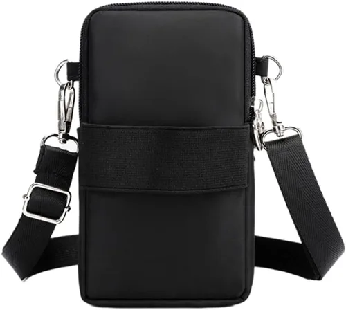 Vista 5 de JUMISEE Bolsa cruzada de 3 capas para teléfono móvil, bolsa de nailon para smartphone