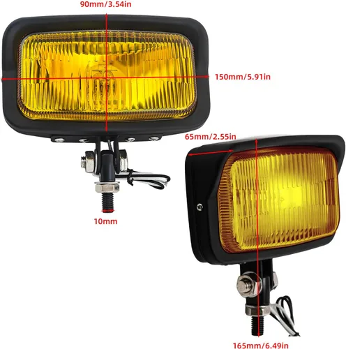 Vista 3 de FATECIM Vintage motocicleta cuadrado faro retro cabeza luz lámpara ámbar lente con visera universal para Harley Cruiser Bobber Chopper Yamaha Honda
