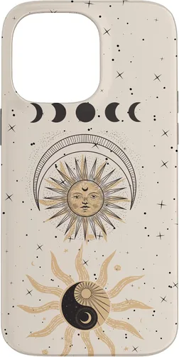 Vista 21 de Mystical Tarot Card Aesthetic Sun Moon Phases Yin Yang Space Case for iPhone 17