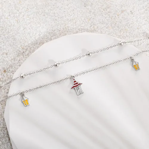 Vista 160 de CHIC & ARTSY Tobilleras delicadas de plata de ley S925 para verano, pulsera de tobillo ajustable multicapa para playa, joyería de pie para mujer