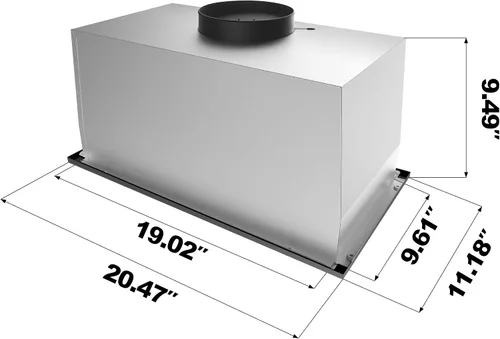 Vista 6 de CIARRA Campana de Ventilación Integrada de 20 Pulgadas 650 CFM Campana de Ventilación para Estufa de Cocina con Luz LED, Ventilador de Escape de 3