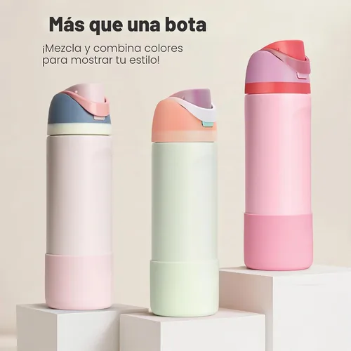 Vista 5 de Funda de silicona antideslizante para botella de agua Owala de 24/32/40 oz, cubierta protectora para la parte inferior de la botella de acero Palta