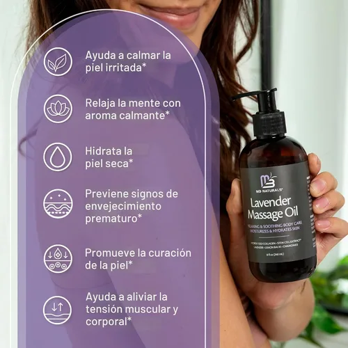 Vista 8 de Aceite de masaje sensual de lavanda con colágeno y células madre, terapia de ajuste de la piel para glúteos, muslos y abdomen, aceite anticelulítico