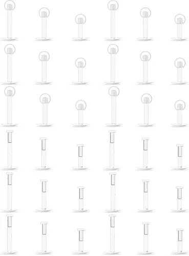 Vista 7 de 16G 18G 20G Pendientes de plástico transparentes, tachuelas de nariz, retenedor de piercing para cirugía, deporte, trabajo, labio, labret, Medusa