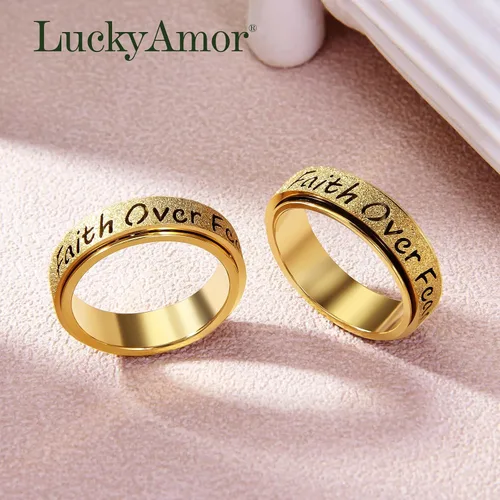 Vista 4 de Anillo Giratorio para Mujeres - Anillos de Acero Inoxidable de Fe Sobre el Miedo para Alivio de la Ansiedad para Adultos, Anillo del Pulgar