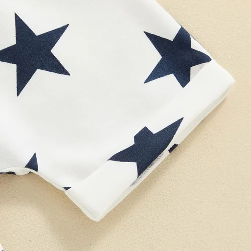 Vista 7 de Conjunto de camisa y pantalones cortos de estrellas para el 4 de julio para bebé niño y niña
