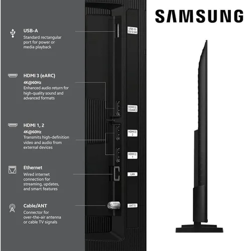 Vista 5 de Samsung Smart TV QLED 4K UHD de 55 pulgadas serie Q7F - HDR10+, Alexa integrado, Bluetooth con plan de protección CPS de 12 meses, cable HDMI AUX