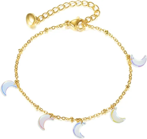 Vista 5 de Ipotkitt 100 dijes acrílicos de luna coloridos con temática celestial, mini cuentas de luna creciente para accesorios de fabricación de joyas