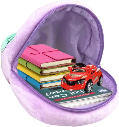 Vista 7 de NICE CHOICE Linda bolsa cruzada para niños pequeños de peluche con dibujos animados, mini bolsa de viaje para bebé niña niño de 2 a 6 años, Mochila